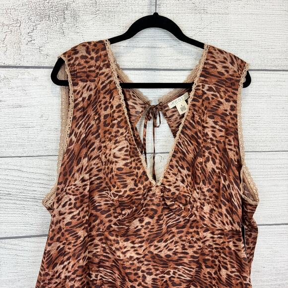 Torrid Festi Plus Size Brown Cotton Tie Back Leopard Sleeveless Top Size 4X - Picture 2 of 8